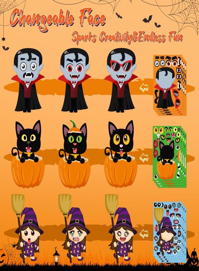 BAYLAY Halloween Stickers - Make Your Own Halloween Stickers 32PCS Halloween Party Games Pumpkin Mummie Witche Vampire Ghost Cat Skeleton Frankenstein Stickers Halloween Activities - Image 5
